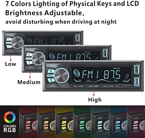 LXKLSZ Samochód stereo bluetooth singiel DIN LCD Audio Radio z regulacją jasności aplikacja Kontrola MP3 Odtwarzacz obsługuje ręce bezpłatne połączenie AM/FM Aux Aux TF/EQ/USB Szybkie odbiornik radiowy