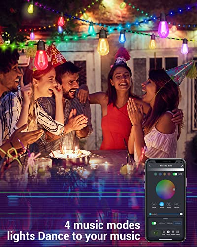 Rgb & Warm White 50Ft Smart String Lights Outdoor With Rope Fairy, Waterproof Shatterproof Bluetooth App Remote Control Color Changing Dimmable Patio Lights For Balcony, Backyard, Party, Holiday Rgbw #TOP2