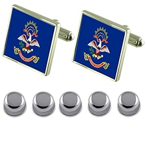 Select Gifts Hemdjurk studs Noord-Dakota vlag manchetknopen