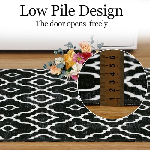 GlowSol Area Rug 5x7 Washable Rug Large Modern Trellis Rug Geometric Neutral Soft Black Rug for Living Room Bedroom Dining Room Non Slip Stain-Resistant Carpet for Home Decor