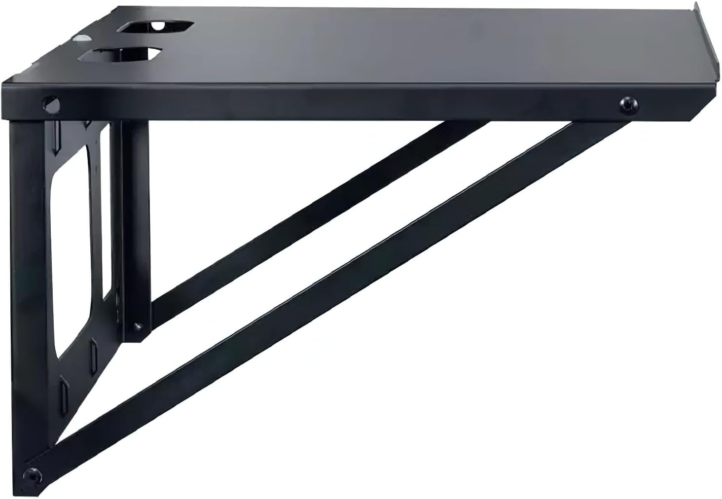 Lowell FS18-14 FS Series Hinged Wall Shelf, Black; 18"W x 14"D; 16-gauge Steel; Multiple Bridge Lances for Cable Management; Powder Epoxy Finish