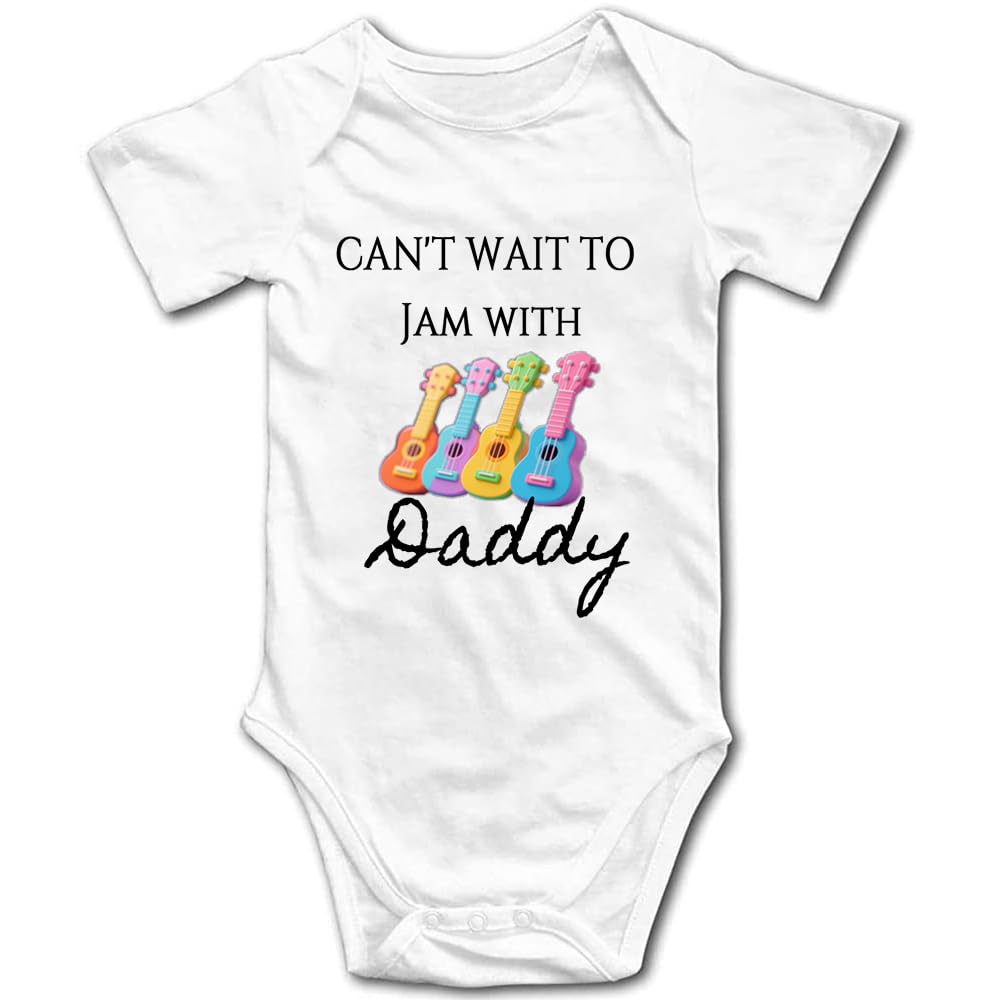 tiansiaben Can't Wait to Jam with Daddy Baby Bodysuit Guitar Baby Bodysuit, Father's Day Gift Music Inspired Baby Outfit