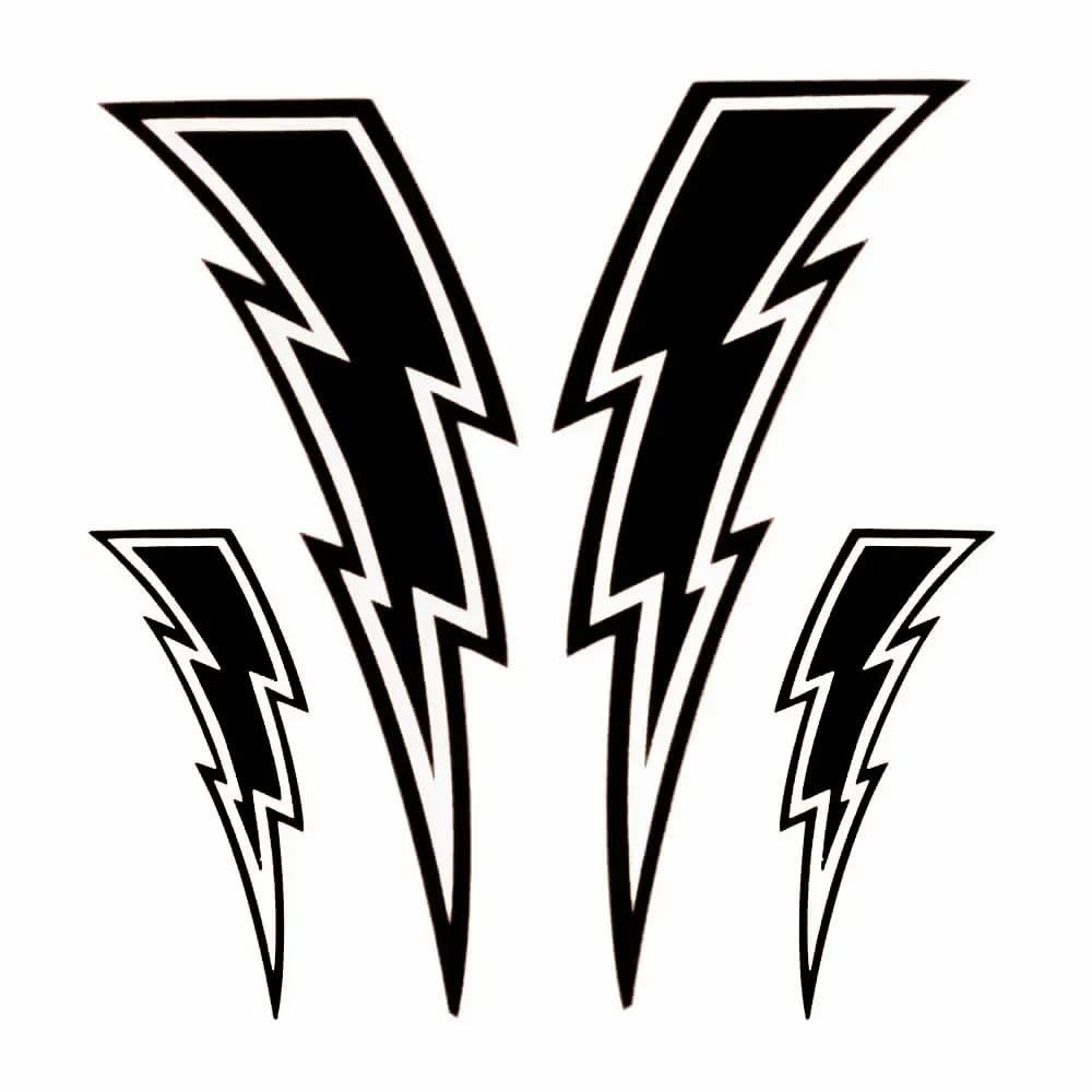 Lightning Bolt Decal Stickers Set Waterproof Vinyl Graphics(Black)