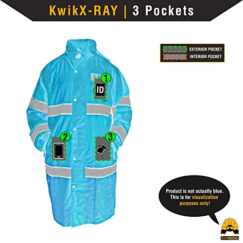 Kwiksafety - Charlotte, Nc - Torrent High Visibility Rain Gear - Foldable Hood - Class 3 Ansi Osha Reflective Waterproof Trench Safety Jacket/Medium #TOP6