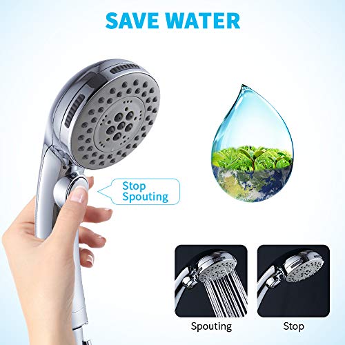Doiliese High Pressure 6 Setting Shower Head Hand-Held With On/Off Switch And Spa Spray Mode - Hand Held Shower Head With Handheld Spray - Shower Head With Hose - Chrome #TOP3