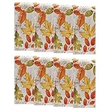 Elrene Home Fashions Autumn Leaves Printed Fall Cloth Dinner Napkins, 17' x 17', Set of 8