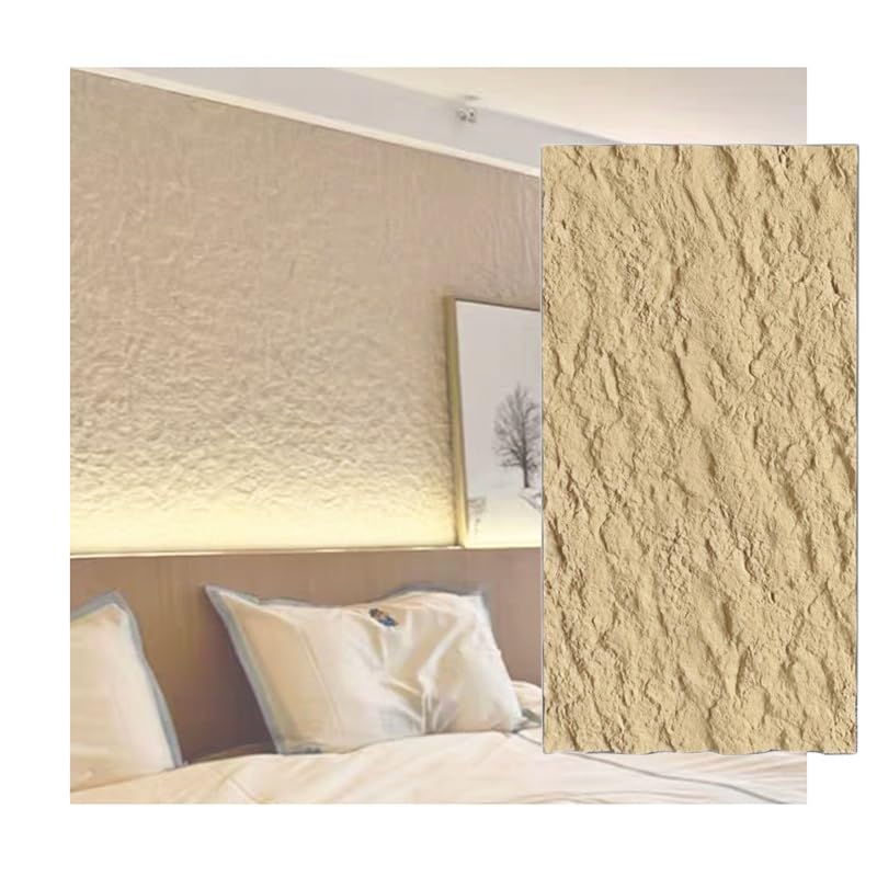 Paneles Pared 3D Imitación Piedra, PU Textura Cemento Revestimiento Ladrillo, Impermeable Ligero Decoración Interiores Revestimiento Paredes(Amarillo,0.6x1.2m/23.6x47.2in/1pcs)