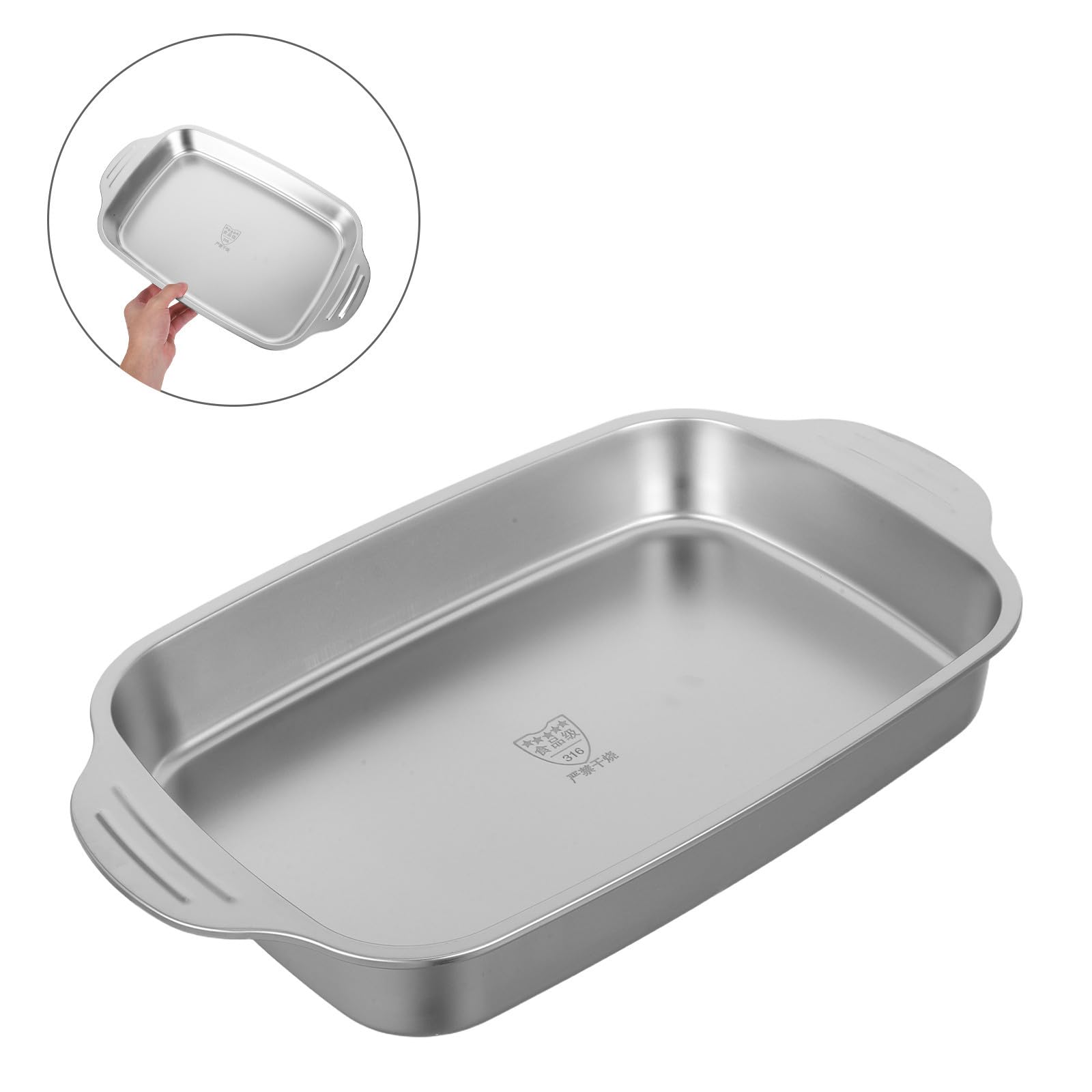 Edelstahl Backblech, rechteckige Fisch Servierplatte für Fisch und Gemüse, antihaft, silber, zum Grillen und Servieren
