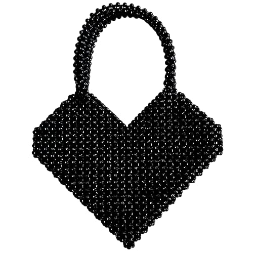 Tipsy Closet Pearl Bags for Women and Girls Crystal Heart Bag Stylish Trendy Pearl Shoulder Bag Woman Wedding Party Evening Clutch Bag for Her Handmade Beaded Bag (Pack of 1)