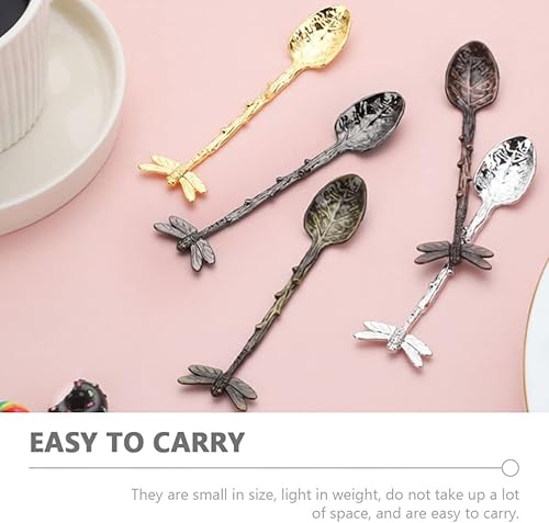 Miniatura 6 de Cuchara retro de libélula de 3 piezas Cuchara de café Cuchara de acero inoxidable Cuchara de azúcar creativa Cuchara de té, cuchara de agitador,
