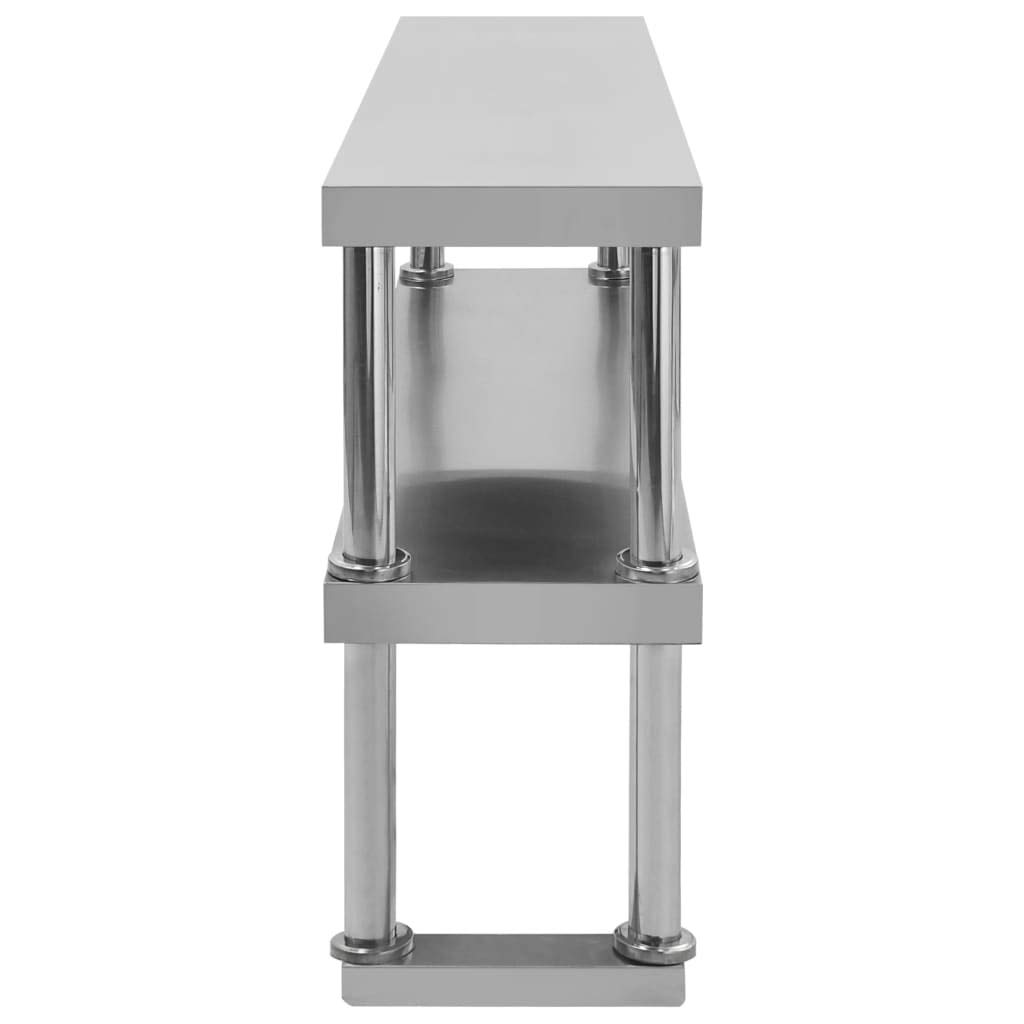 Tavolo da lavoro a 2 livelli in acciaio inox, 120 x 30 x 65 cm, con 2 ripiani, scaffale espandibile per ristoranti, hotel, catering, snack, mense, cucina, forniture gastronomiche