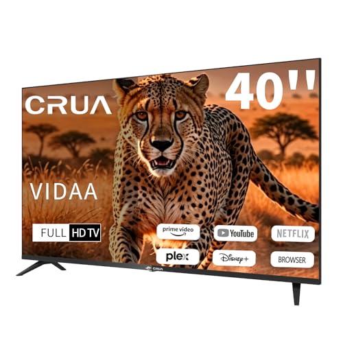 CRUA VIDAA Smart TV,101(40 Inch) TV,1920x1080P Full HD TV,LED TV with HDMI/USB/AV IN/Triple Tuner DVB-T2/T/C/S2/Compact and Smart for Your Home,Black [Energy Class E]