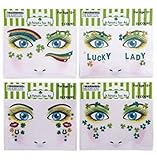 St Patricks Day Accessories Costume Temporary Glitter Face Art Crystal Stickers Temporary Tattoo...