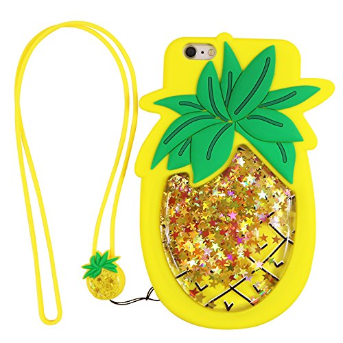 Liquid Flowing Glitter Pineapple Case with Strap for iPhone 6 Plus / 6s Plus 6+ 6s+ 6Plus 5.5