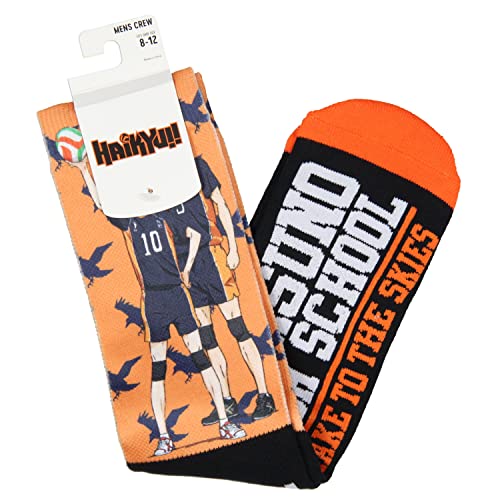 Bioworld Haikyu!! Socks Anime Manga Men's Karasuno High School Volleyball Mid-Calf Athletic Crew Socks #TOP3