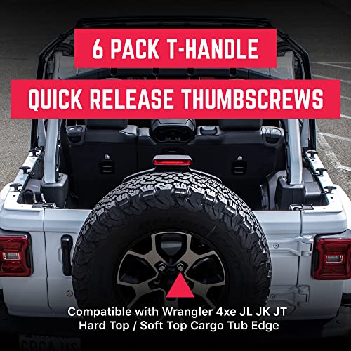 Image of GPCA Quick Release Tie Down Anchor T-Handle M8 25mm for Jeep | Screw with Nuts, Jeep Hardtop Removal, Heavy-Duty Truck Bed, Cargo Tie Down Hooks, 4x4 Off-Road Accessories (6PC, Black)
