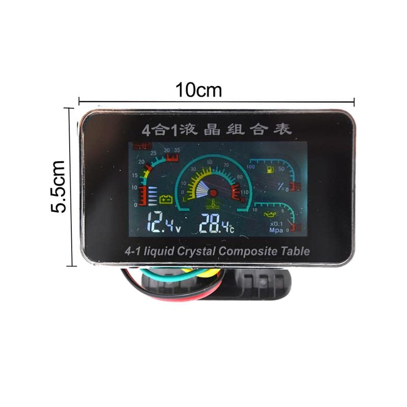 Cruscotto 4in1 universale LCD Auto digitale ALLARME Acqua di carburante a pressione dell'olio di voltmetro Temp 12V