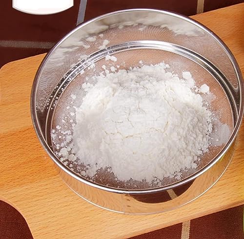 Image of Ajay's Shoppe Stainless Steel 4-in-1 Flour Sieve Set 20 CM | Atta Chalni with 4 Interchangeable Mesh Sieves for Maida, Besan, Suji & Spice Straining