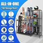 Freestanding Ski Rack, Ski Storage Rack w/Width-Adjustable Bars, Ski & Snowboard Rack Organizer for Garage, Home - Image 3