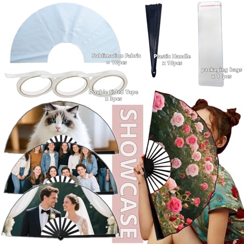33pcs Sublimation Hand Fan Blanks Bulk for DIY and Craft, Large Clack Handheld Fans for Line Dancing Disco Party and Cooling3