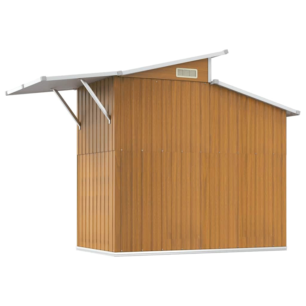 vidaXL Geräteschuppen, Gartenhaus mit viel Stauraum, Rostfrei Gerätehaus mit Tür, Schuppen Gartenschuppen, Braun 270x130x208,5cm Verzinkter Stahl