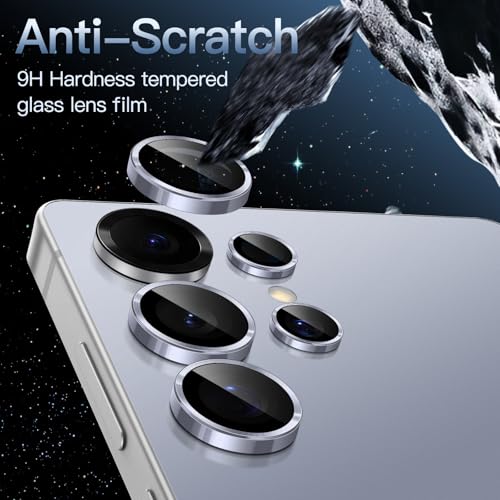Image of JETech Camera Lens Protector for Samsung Galaxy S25 Ultra 5G, 9H Tempered Glass Metal Individual Ring Cover, Easy Installation Tray, HD Clear, 1 Set (Titanium Silverblue)