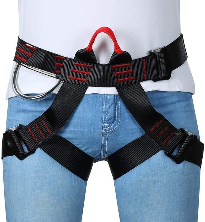 White Tech Climbing Safety Harness Belt Seat Belts for Tree Climbing Outdoor Training Caving Rock Climbing Rappelling and Fall Protection, Climbing, and Industrial Use for Women Man
