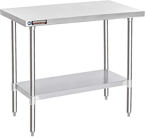 Miniatura 10 de DuraSteel 24x12 Pequeña Mesa de Acero Inoxidable - NSF Metal Angosta Comercial para Preparación de Alimentos, Mesa de Trabajo Lateral con Estante