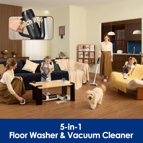 Image of Tineco Floor One Switch S6 Power Kit Cordless Wet & Dry Vacuum Cleaner, 5-in-1 Smart Multi-Function Mop, 180 Lay-Flat Design, FlashDry Self-Cleaning, Anti-Tangle Roller, Dual-Edge, 2-Year Warranty