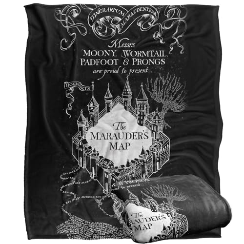 Image of Harry Potter Blanket, 60"x80" Black and White Map Silky Touch Super Soft Throw Blanket