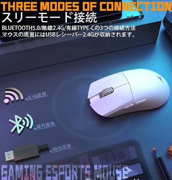 Darmoshark M3s Varun 2K Wireless Gaming Mouse Ultra Lightweight 53g PAW3395 26000dpi Bluetooth 2.4Ghz USB-C Domestic Genuine Product M3S, Black