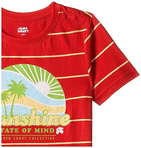 Image of Amazon Brand - Jam & Honey Boys 100% Cotton Printed Half Sleeves T-Shirt | Age 2-12 Years
