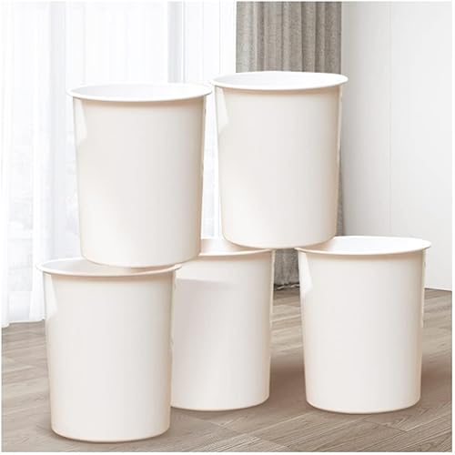 AVEO Garbage Can 2pcs Plastic Round Wastebasket Trash Can for Bedroom Bathroom Office Garbage Can 11.8ft Kitchen,Garbage Bin Apricot Trash can