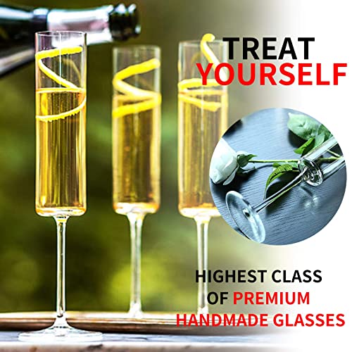 Yinuowei Champagne Flutes - Crystal Champagne Glasses Set Of 8 Modern Hand Blown Champagne Flutes Elegant Lead-Free Premium Gifts For Weddings, Anniversaries, Christmas -6.3 Fl Oz, Clear #TOP1