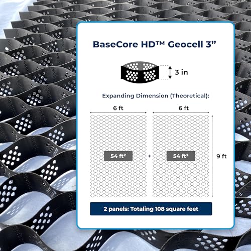 BaseCore HD™ Grade de solo geocell de 7,6 cm | Grade de cascalho de grau comercial de 1,8 x 2,7 m pa