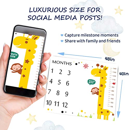 Fhzon Giraffe Milestone Blanket Monkey Height Measurement Chart Record Baby Growth Baby Blanket Monkey Bird Swaddle Newborn Gift 48X40In Btzsfh90 #TOP2