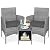 Best Choice Products 3-Piece Outdoor Wicker Conversation Bistro Set, Space Saving Patio Furniture for Garden w/Side Table - Gray/Gray