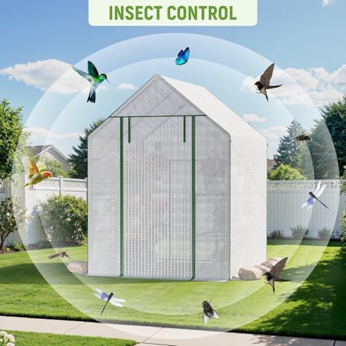 Image of Walk in Greenhouses, 57 x 57 x 76 inch Green House, Greenhouse for Outdoors with Durable PE Cover, Portable Greenhouse with Shelves Stands,Green