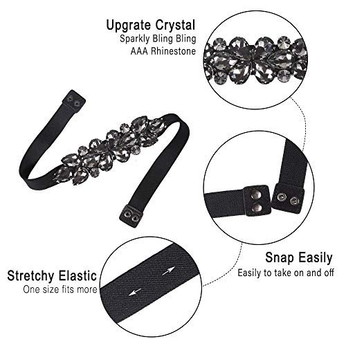 Women Rhinestone Stretch Belts Thin Skinny Elastic Wasit Belt Beaded Crystal Belts for Lady Dresses4