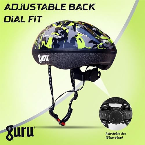 Image of GURU Cycling Helmet, Light Weight with Superior Ventilation, Helmet for Mountain, Road Bike & Skating Helmet with Premium Black EPS Foam Lining, Ideal for Adults and Kids