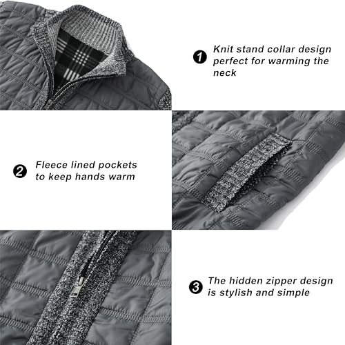 Image of VtuAOL Men's Cardigan Sweaters Casual Full Zip Sweaters Knitted Cardigan with Pockets