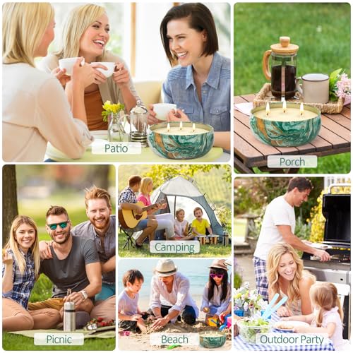 Citronella Kerze Outdoor Groß, 3 x 15oz Outdoor Kerzen Natürliche Sojawachs Zitronella Kerze Garten mit 3 Docht Citronella Duft Kerze für Garten, Camping, Picknicks, Balkon, Terrasse,300+ Brenndauer