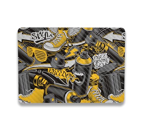 Image of MightySkins Carbon Fiber Skin Compatible with Microsoft Surface Laptop Studio 2 (2023) Full Wrap Kit - Yellow Hip Hop | Protective, Durable Textured Carbon Fiber Finish | Made in The USA