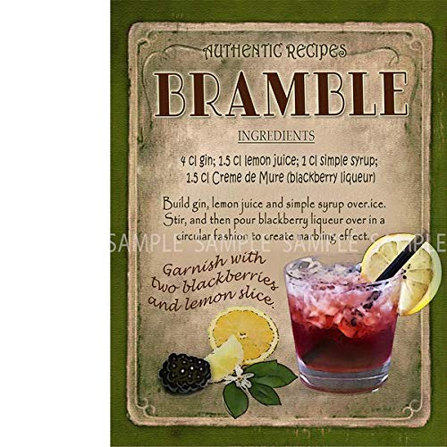 Bramble - Cocktail Recipe – Retro - Style Metal Sign – 3 Sizes To Choose – Bar-Cafe-Pub-Bistro-Home Bar.