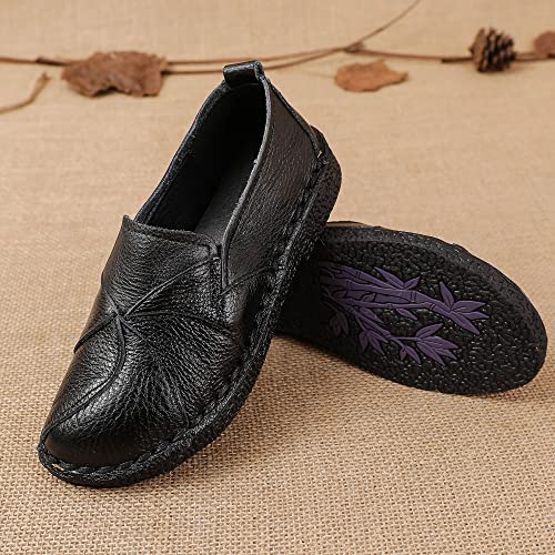 Image of Trsorini Women Leather Loafers Slip-on Casual Flat Shoes