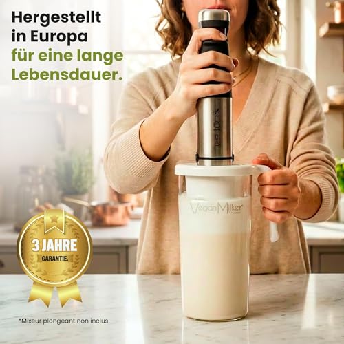 Vegan Milker Pflanzenmilchbereiter Maker – Pflanzenmilch Machine Mandelmilch, Sojamilch und Reis | 1L in 1 Minute 100% Natürlich mit 2 Filter | Kompatibel mit Stabmixer | Bring ein Kochbuch mit| Mülsi