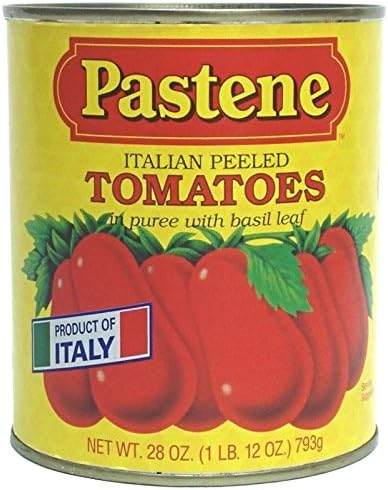 Pastene Imported Italian Whole Peeled Tomatoes with Basil, 28 oz