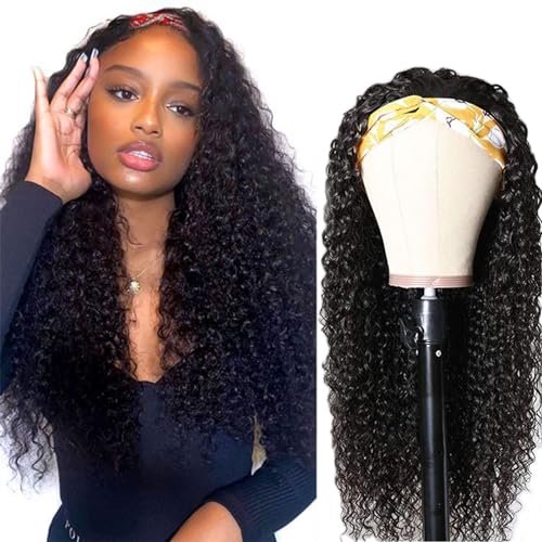 Image of Punmasa Human Hair Deep Wave 24 Inch Curly Headband Wig for Black Women