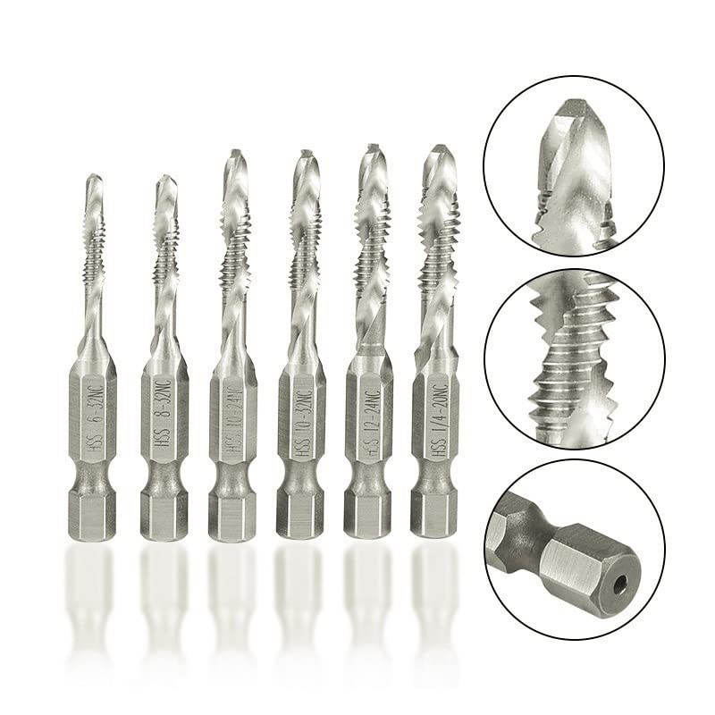 1/4 Hex Shank Composite Tap 6-32 8-32 10-24 10-32 12-24 1/4-20 Machine Plug Spiral Point Thread Drill Tools 1Pcs(10I24 NC)