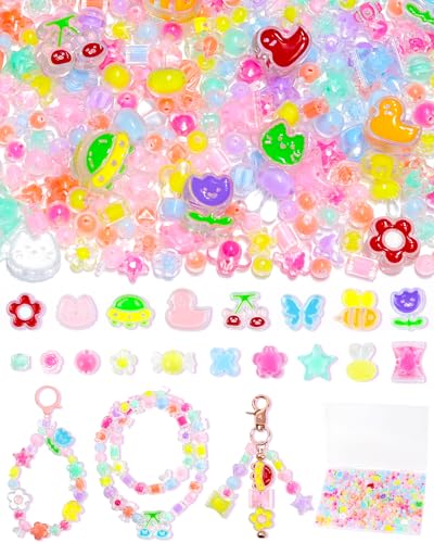 FIVEIZERO 400PCS Assorted Acrylic Beads for Jewelry & Bracelet Making